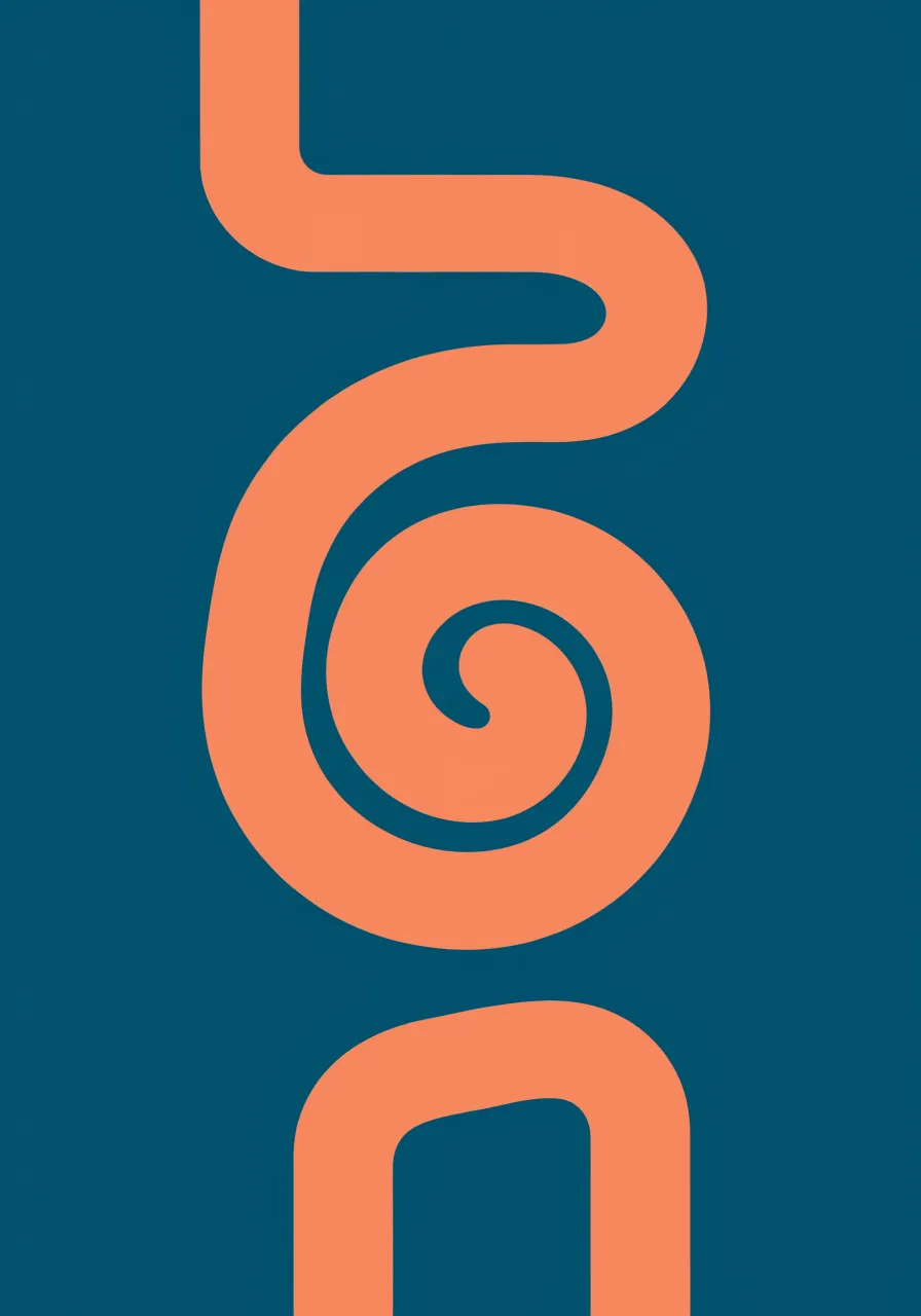 Print of a coral spiral on a teal background