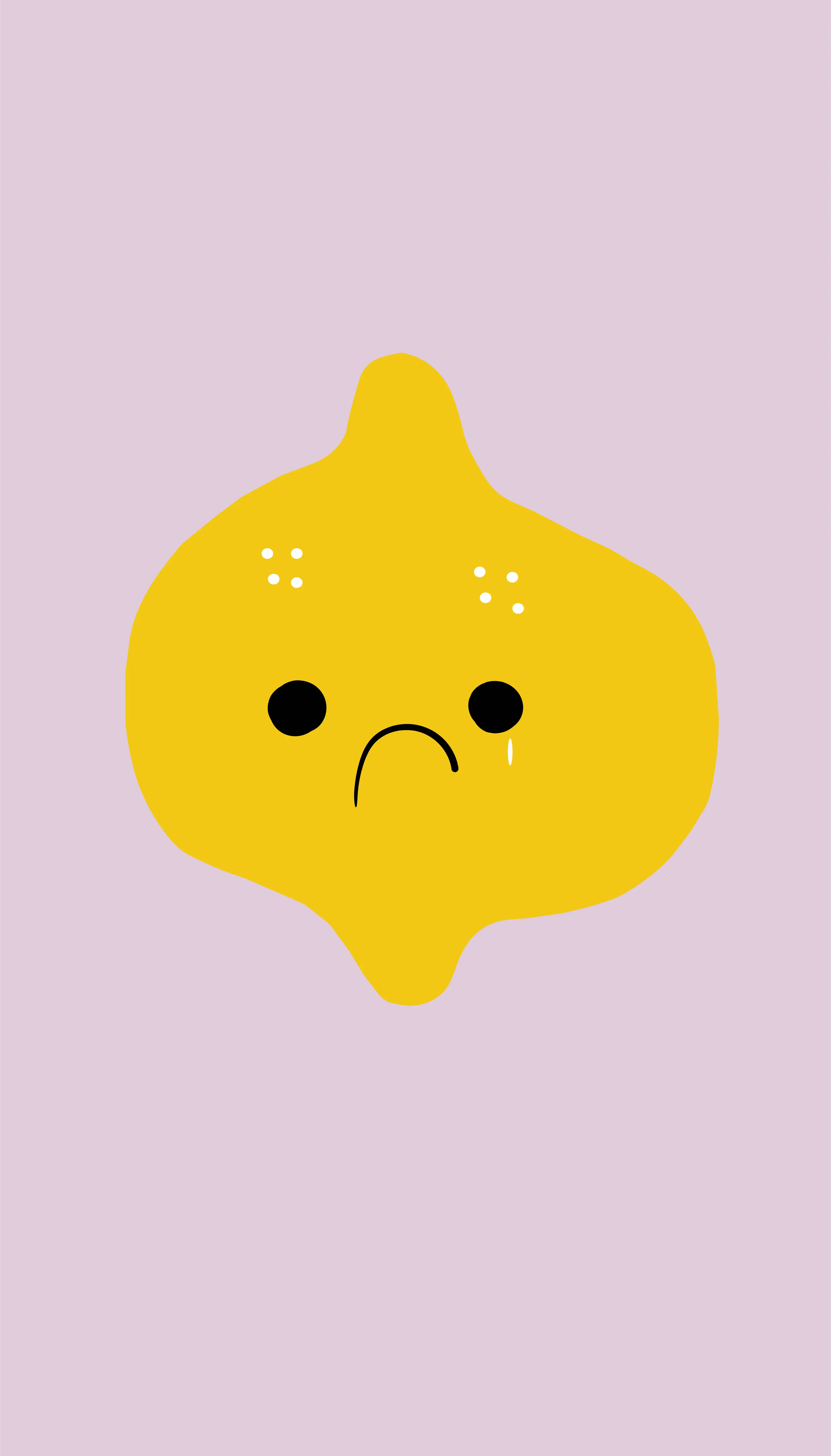 Sad lemon on lilac