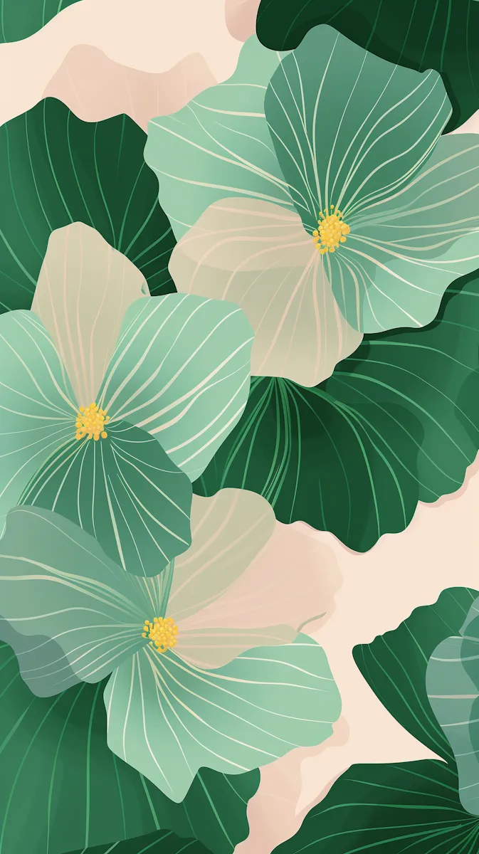 Pale green flowers and leaves