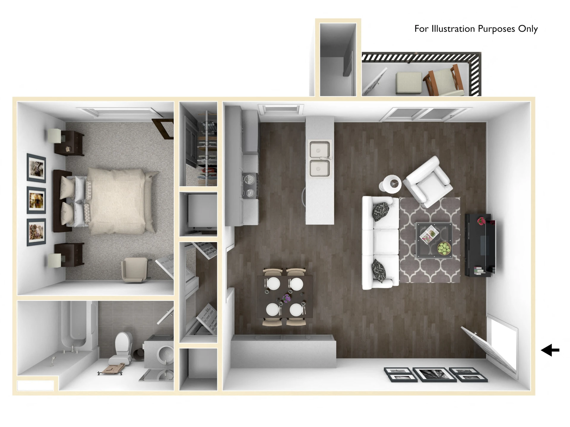 1 bed 1 bath floor plan layout