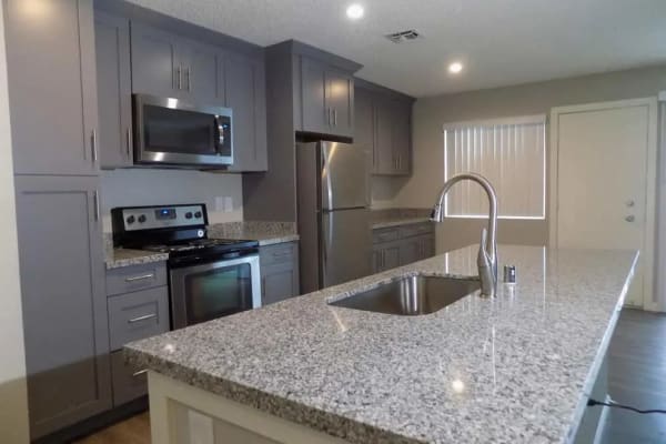 Kitchen with stainless steel appliances