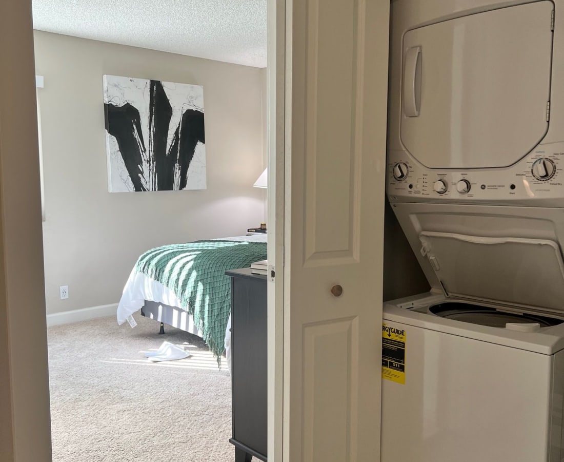 Hallway with view into bedroom