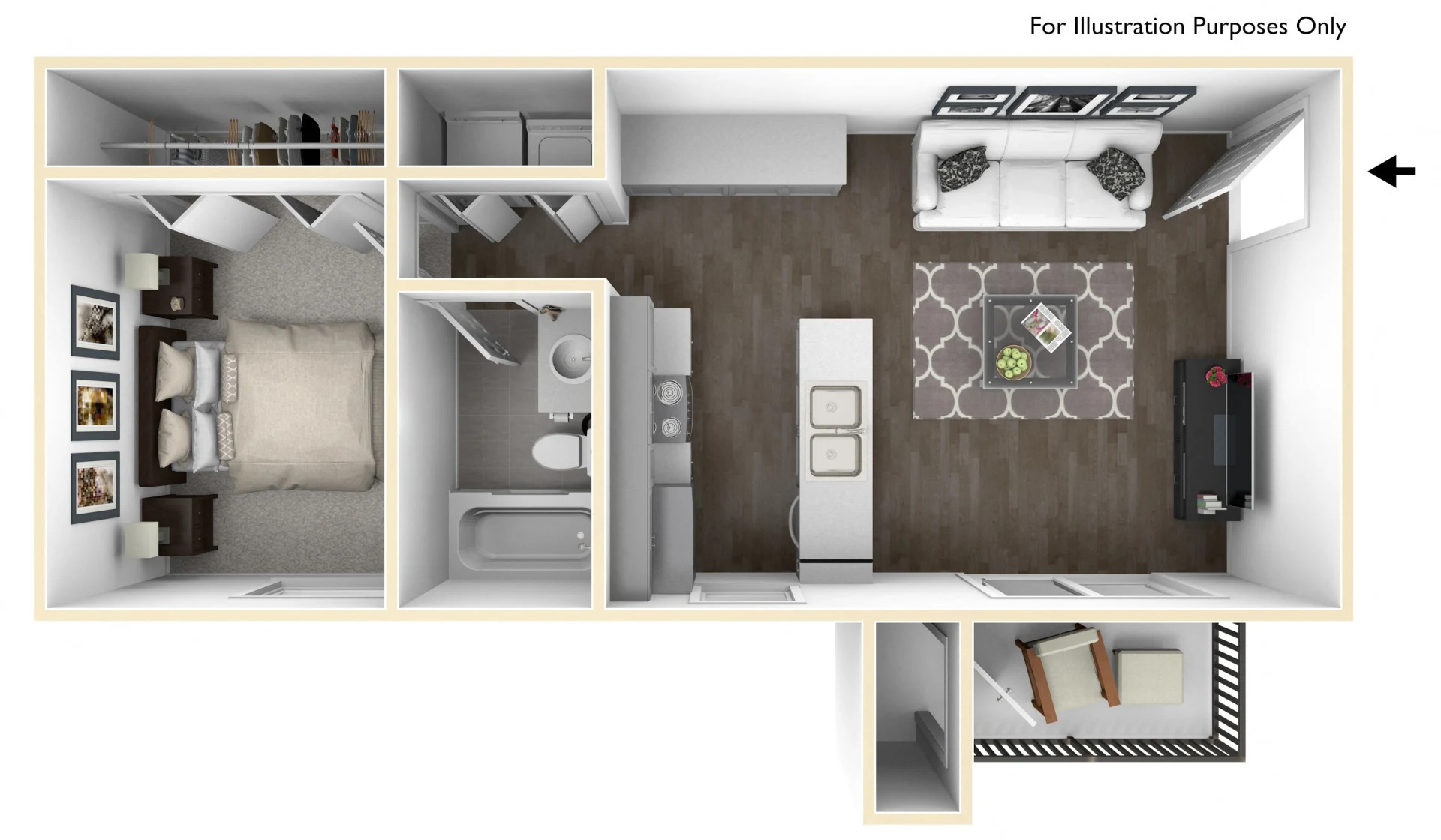 1 bed 1 bath floor plan layout