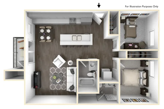 2 bed 2 bath floor plan layout