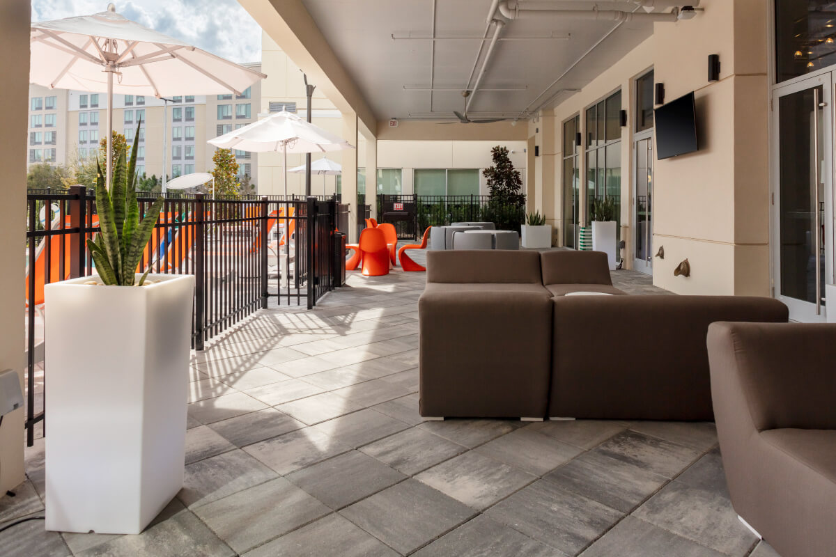 backyard seating area aloft hotel