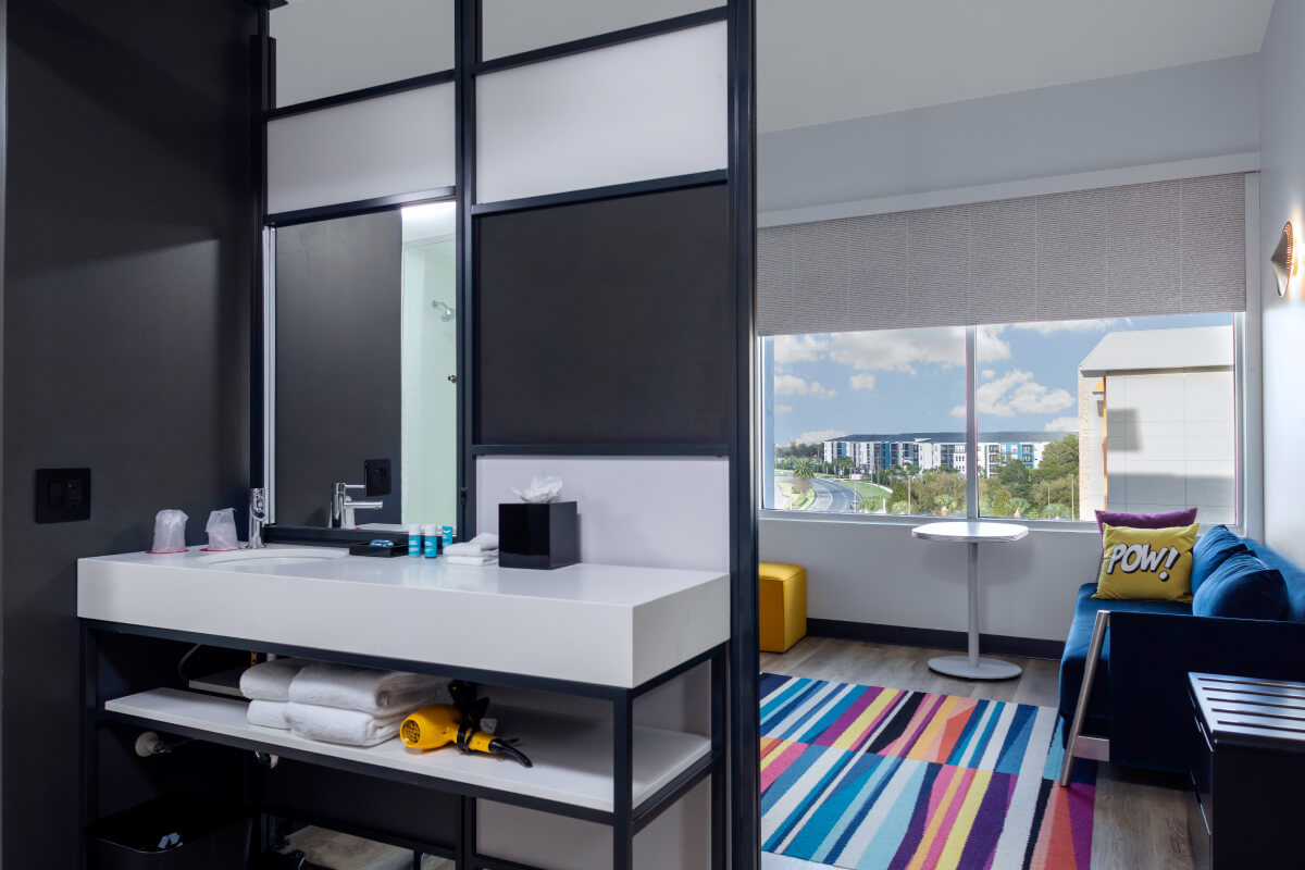 brightly lit studio room