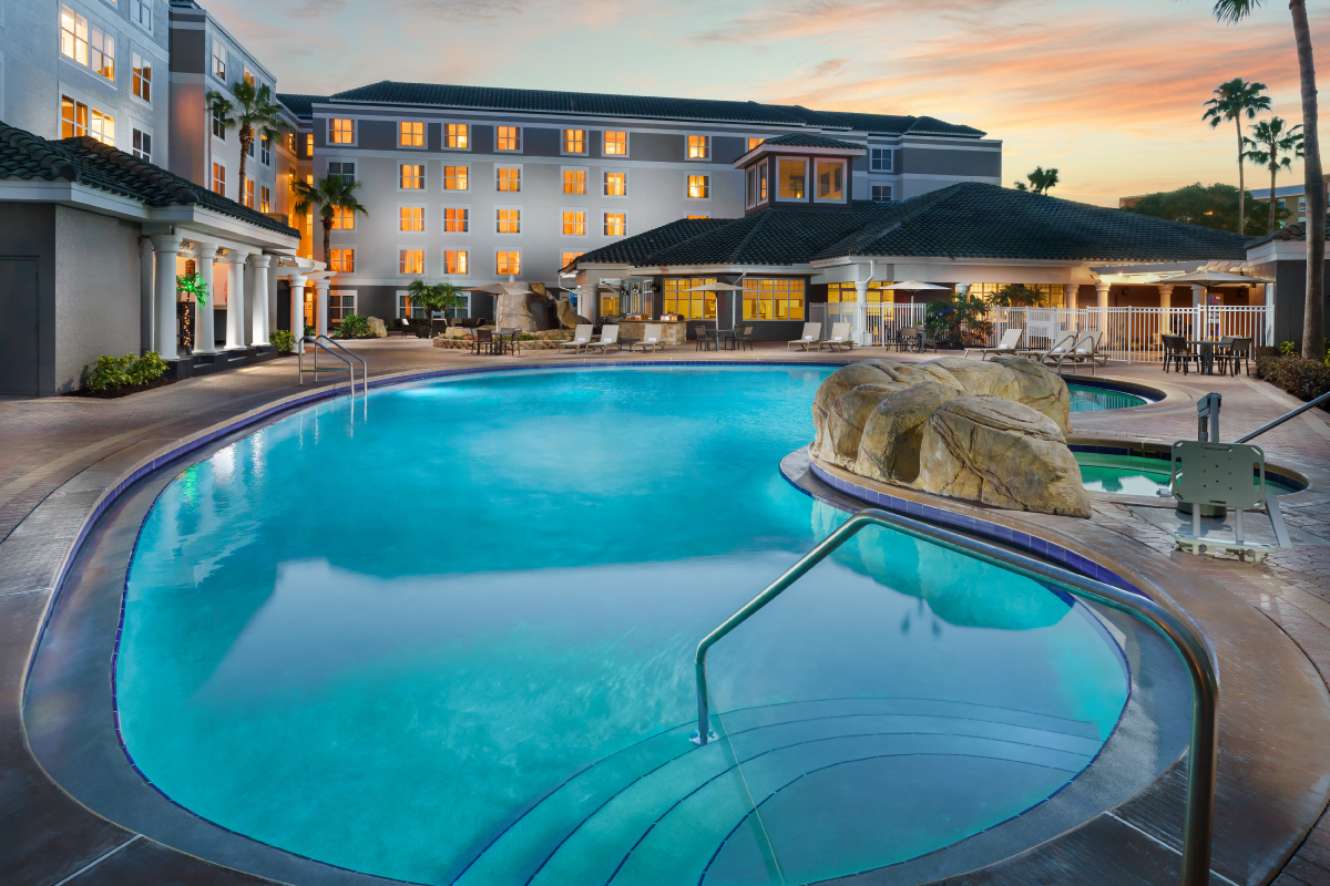 lagoon style pool with hot tub at the residence inn