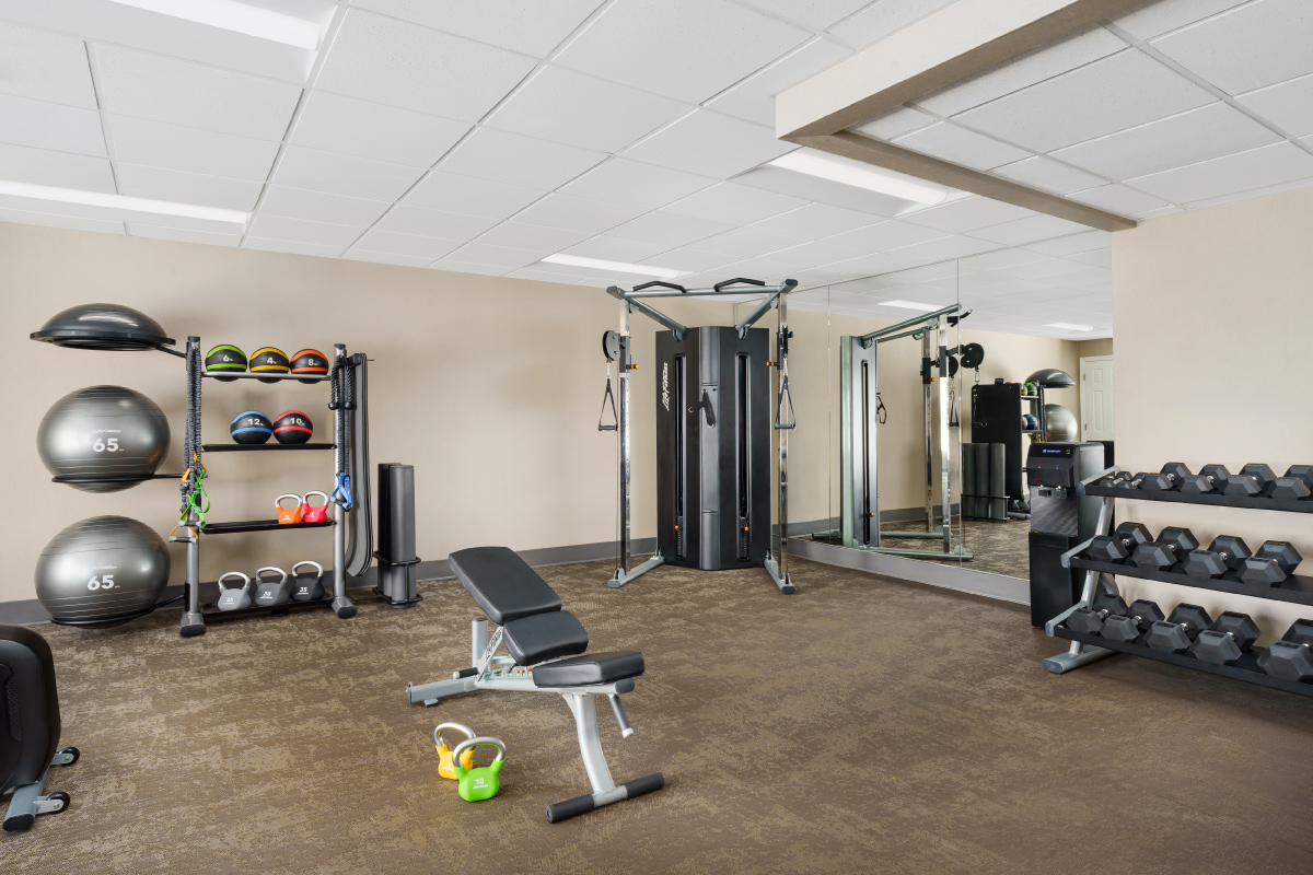 hotel gym with fitness equipment