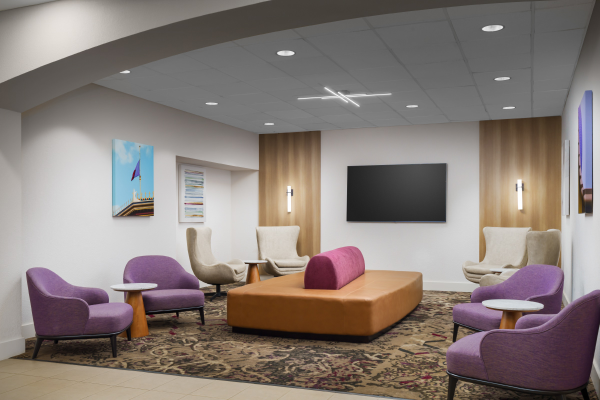 lobby with seating and tv