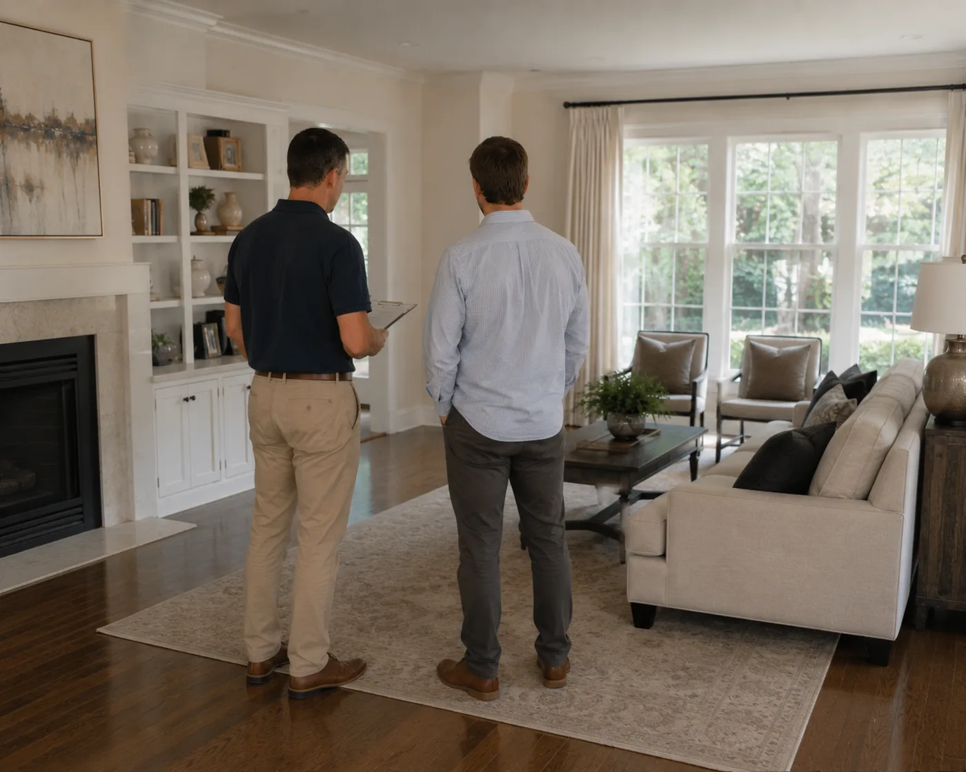 Walking through a client's living room to assess the existing space