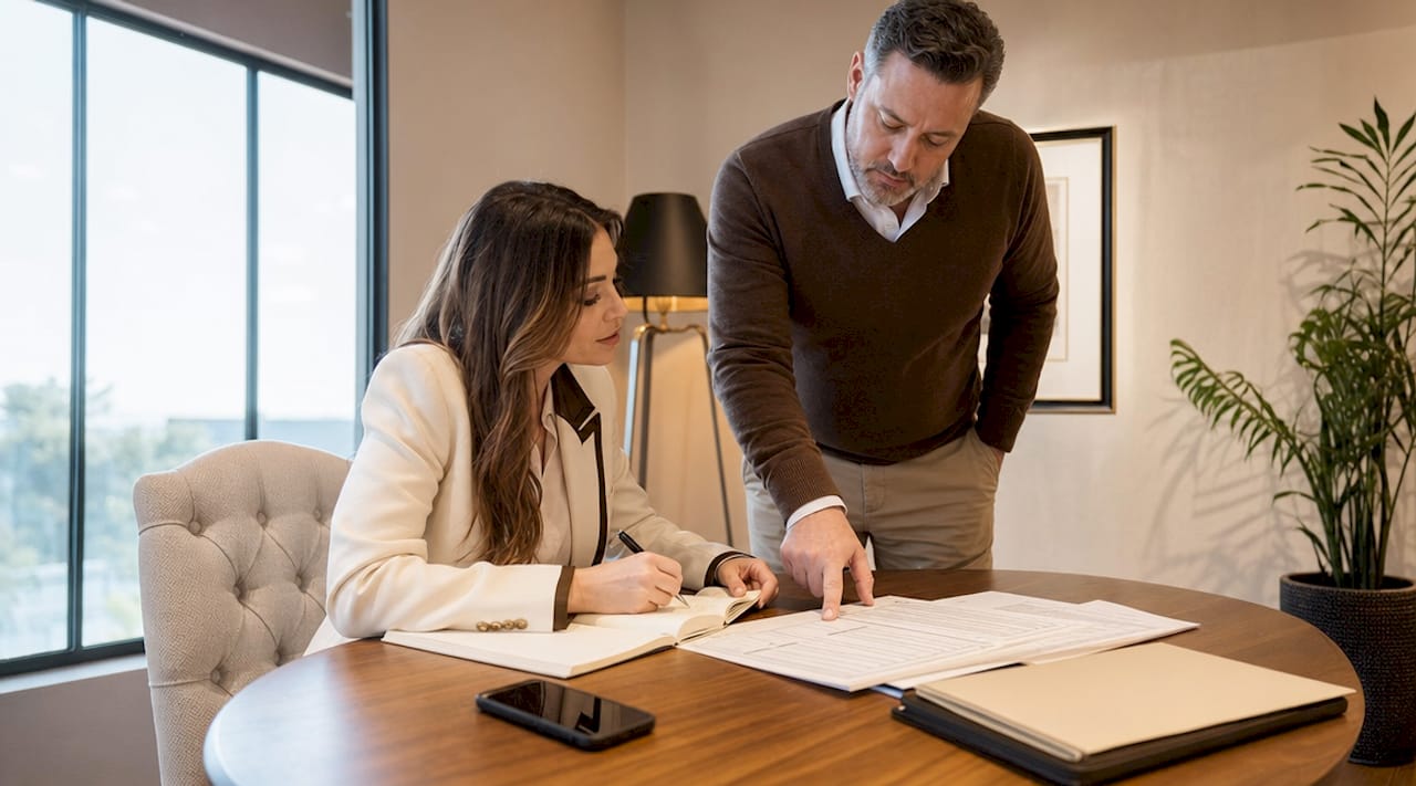 Two professionals reviewing loss run reports together