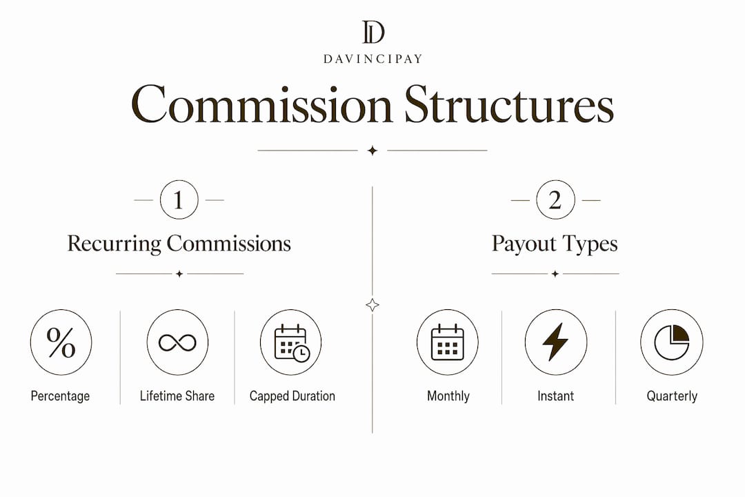 Infographic comparing commission structures and payout types