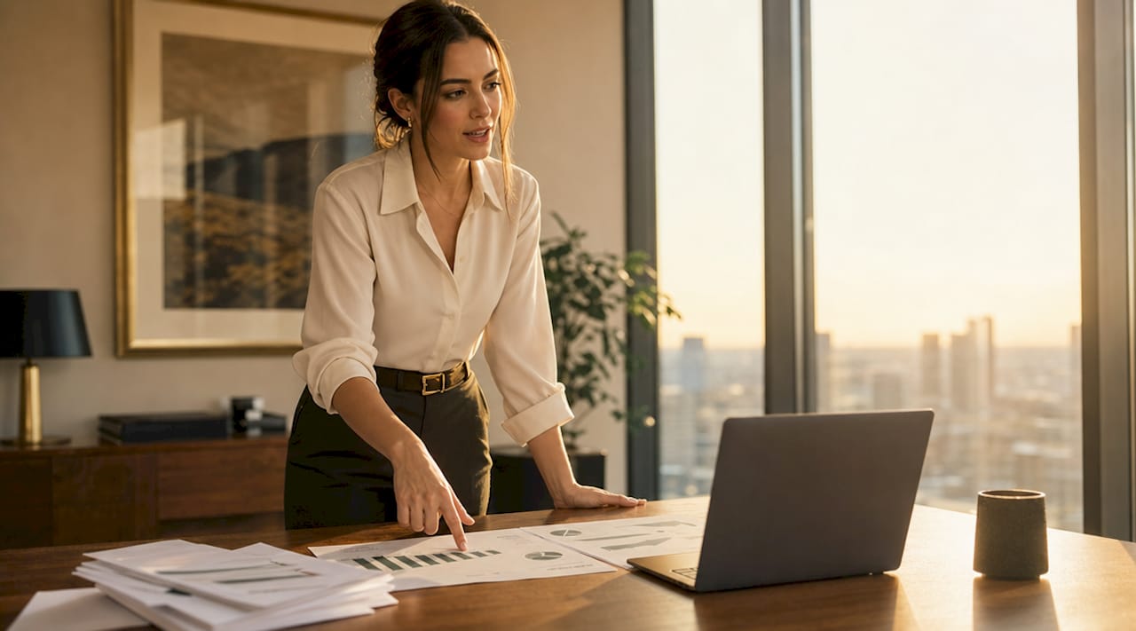 Hands typing near merchant payment documents