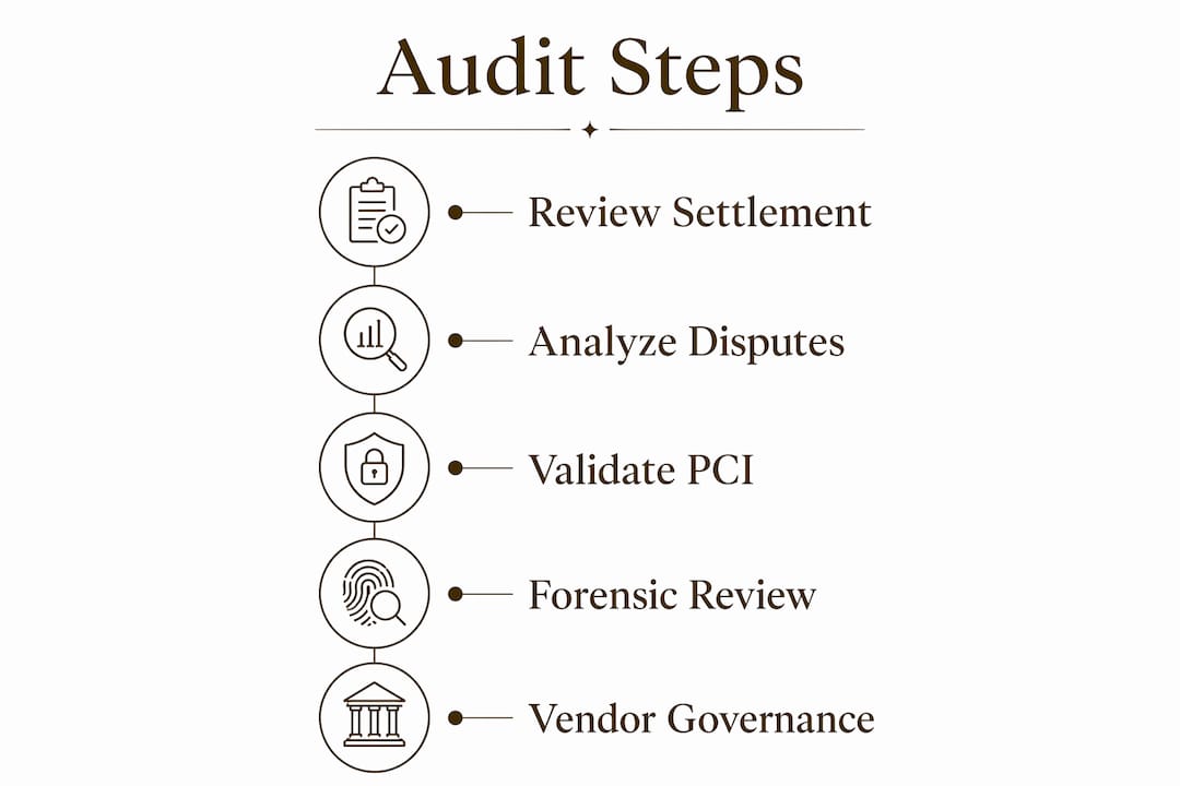 Infographic illustrating payment audit process steps