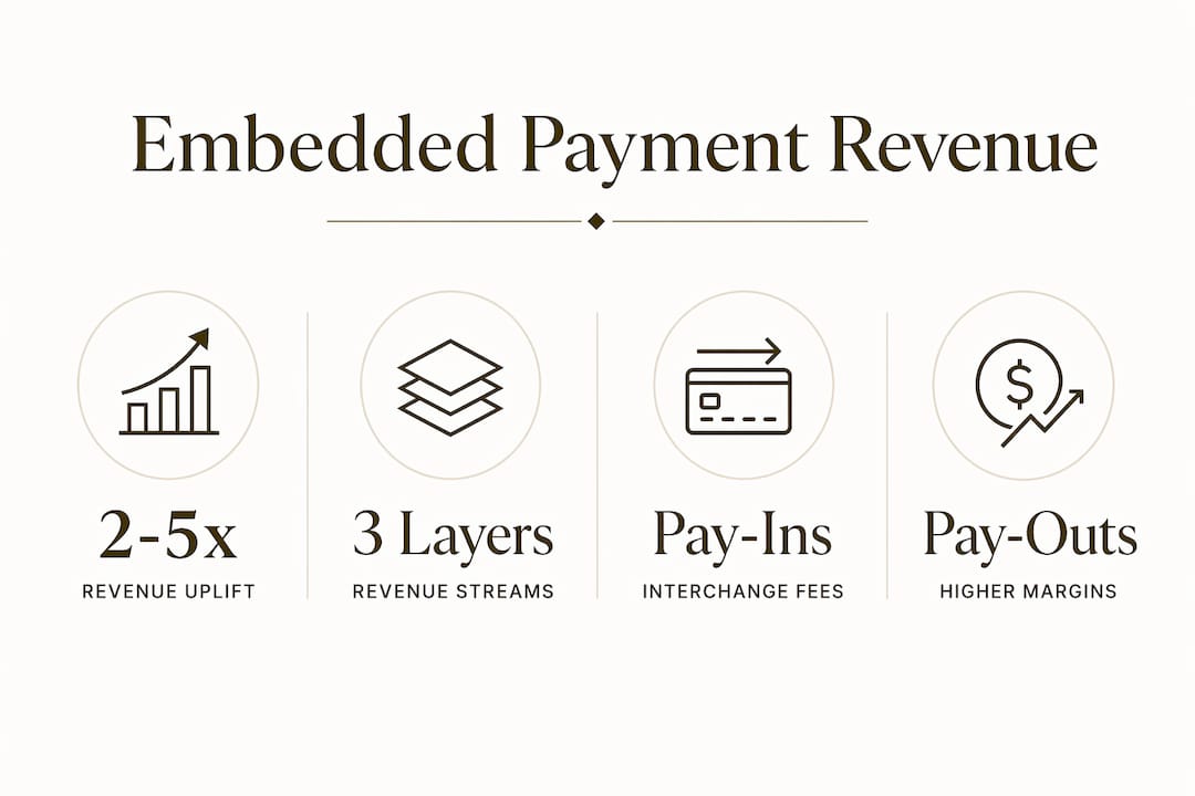 Infographic showing embedded payment revenue layers and uplift