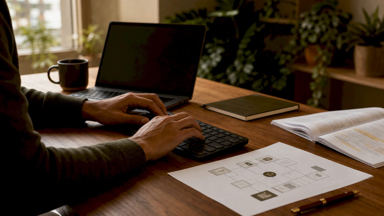 Hands typing payment integration setup details