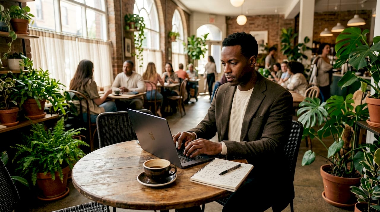 Hands typing on laptop using payment orchestration software