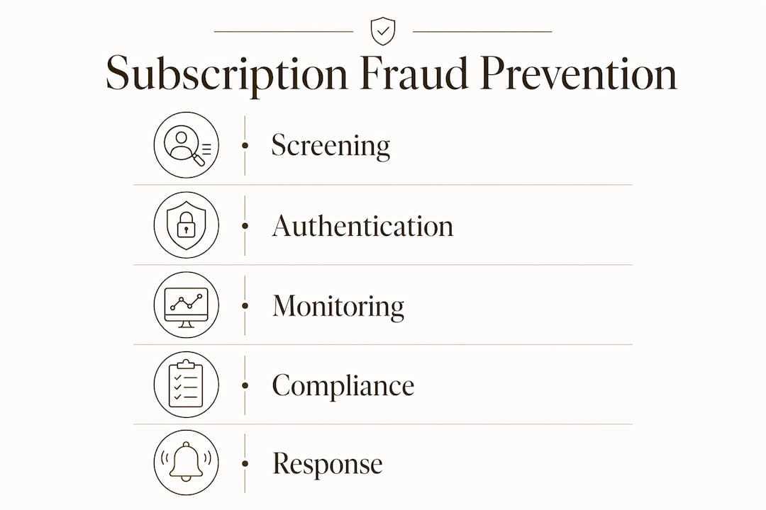 Infographic detailing subscription fraud prevention steps