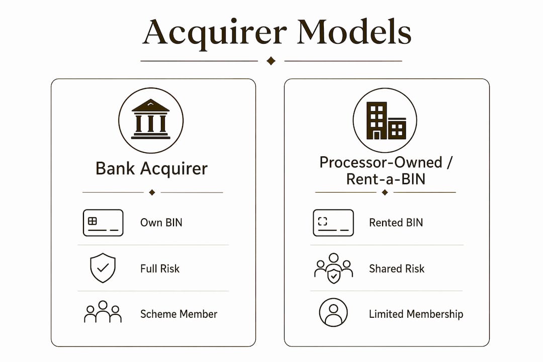 Infographic comparing acquirer operational models