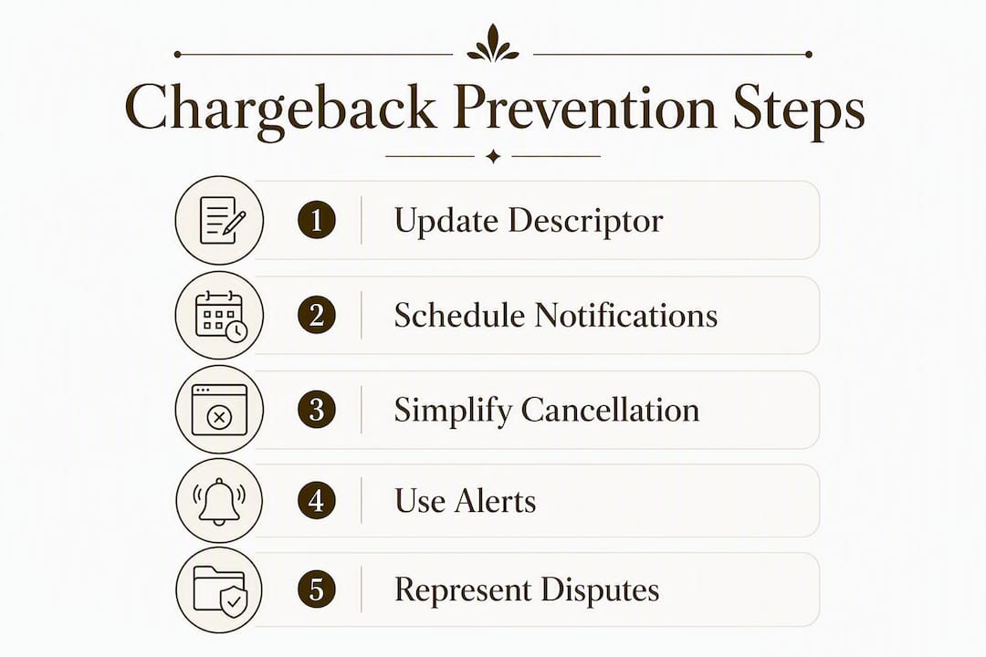 Infographic showing steps to prevent chargebacks