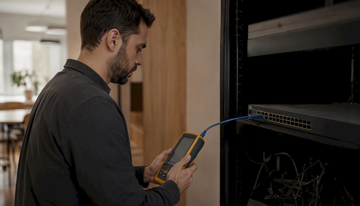 Handheld scanner on network switch