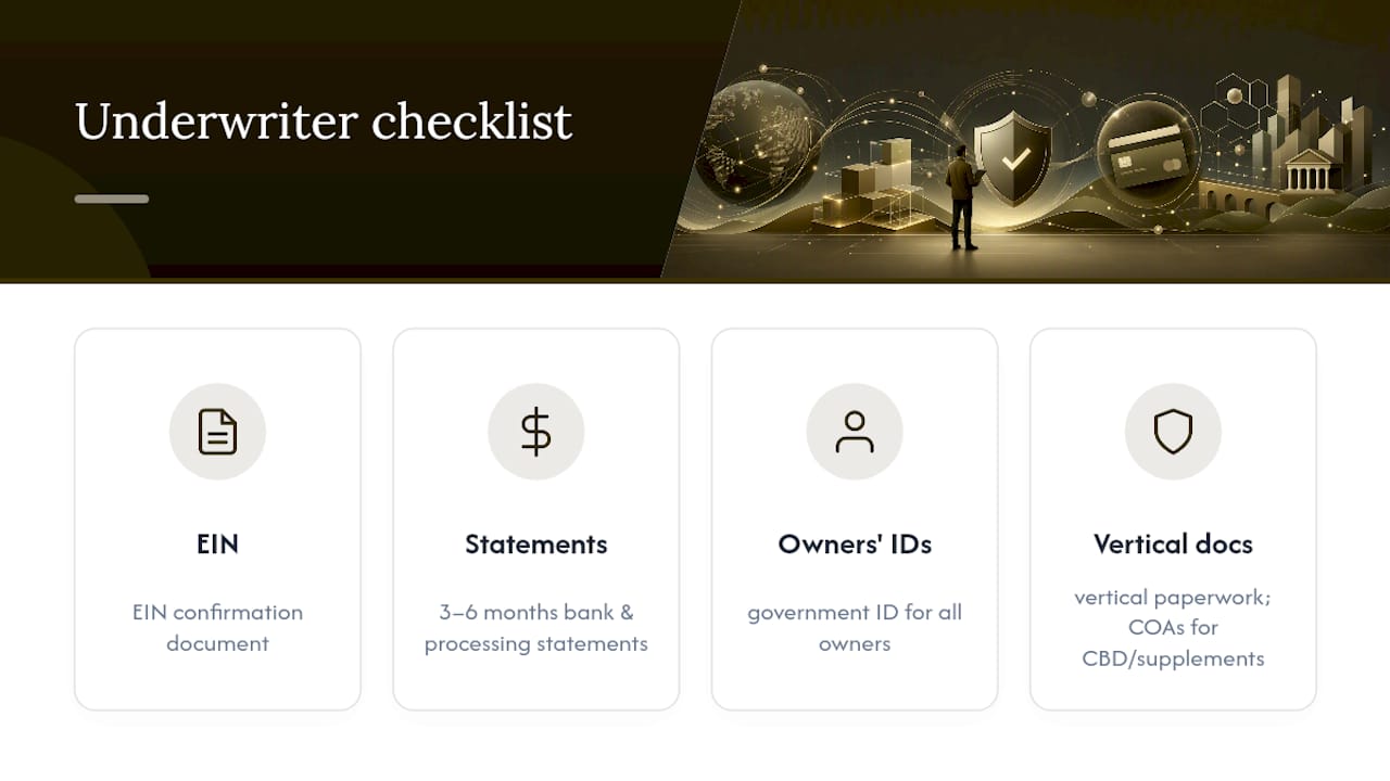 Underwriting document requirements checklist