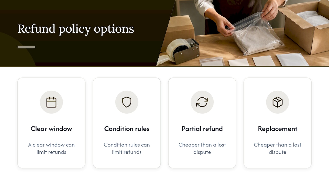 Refund policy options for resolving customer issues