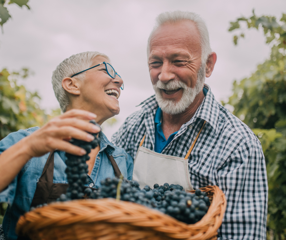 Residents sharing a laugh outdoors