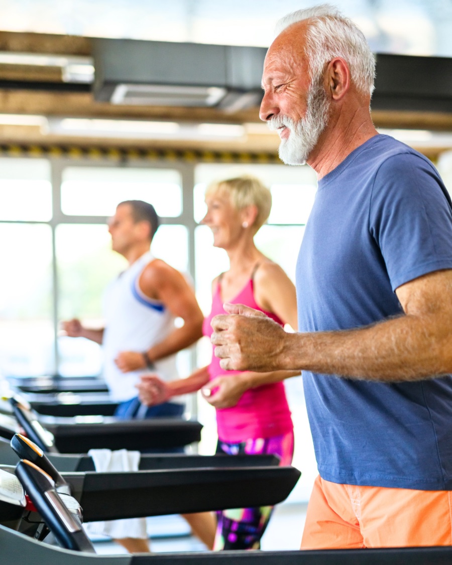 Residents staying active in the fitness center