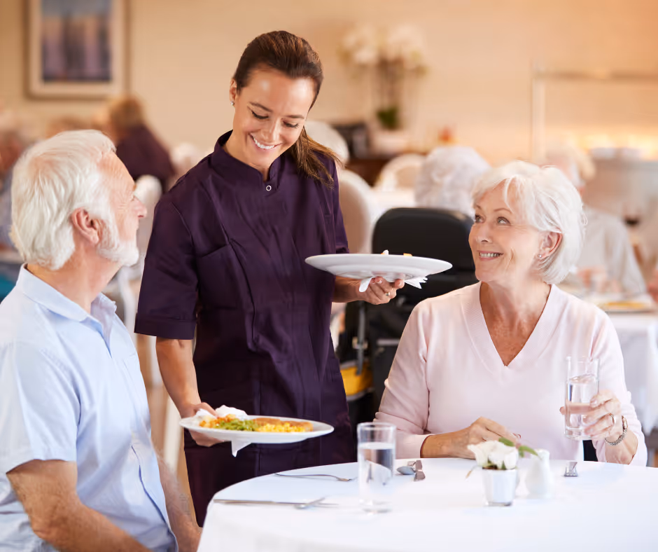Restaurant-style table service in the dining room