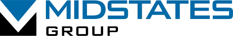Midstates company logo with a blue geometric design and blue uppercase text.