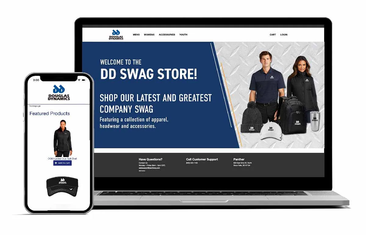 custom storefront on laptop and phone