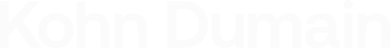 Kohn Dumain text logo in white on black background.