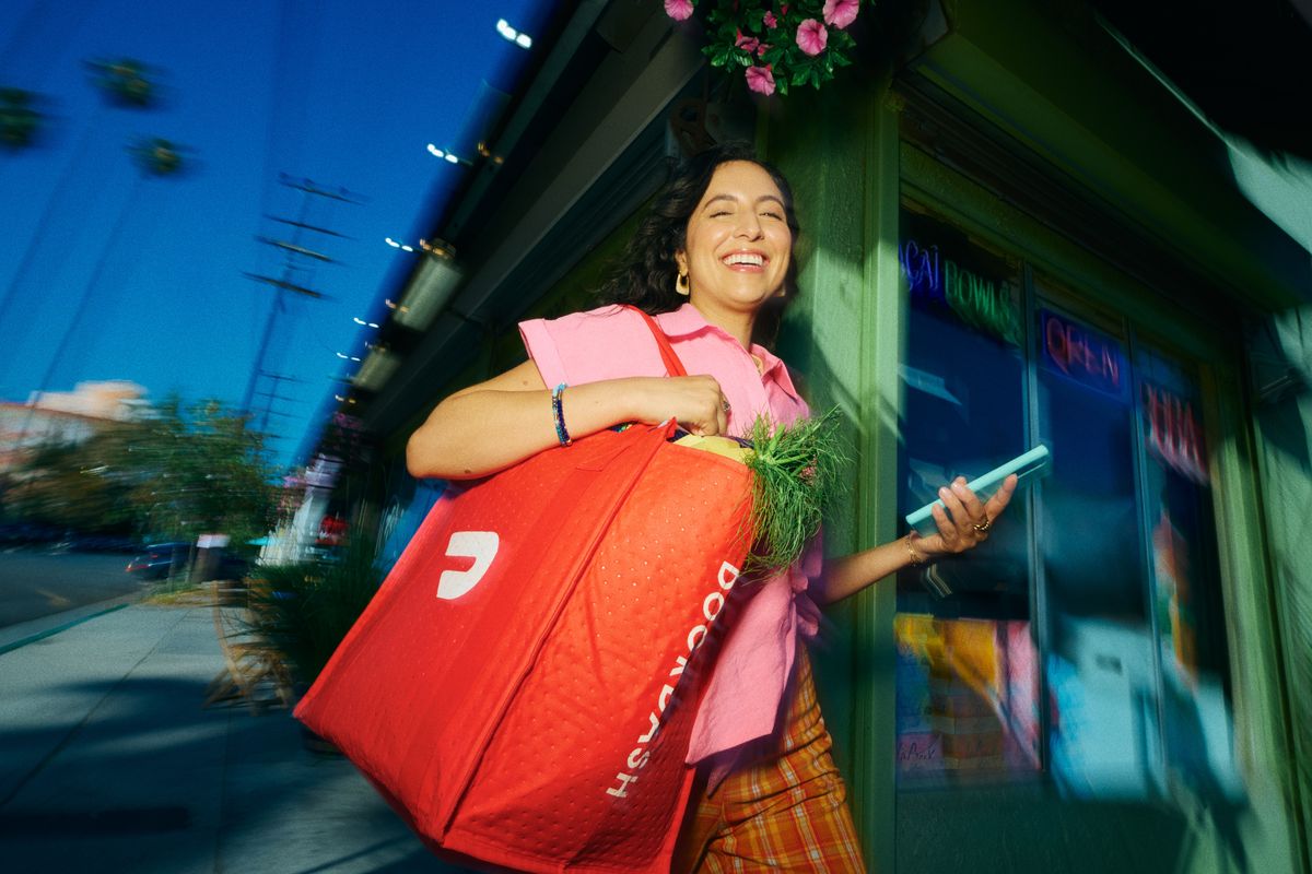 Founder with shopping bag