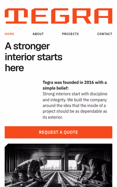 Tegra mobile website screenshot