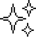 Three white sparkling star shapes on a gray background representing sparkle or shine.