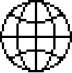 Black and white line drawing of a globe with grid lines showing latitude and longitude.