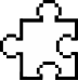 Single white puzzle piece with two knobs and two holes on a light gray background.