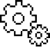 Two interlocking gray gear icons with a light gray background.