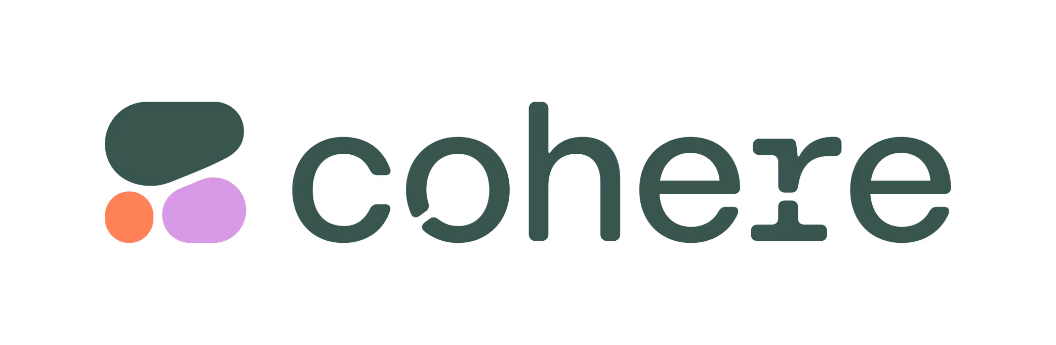 Cohere company logo with three overlapping shapes in green, orange, and purple colors.