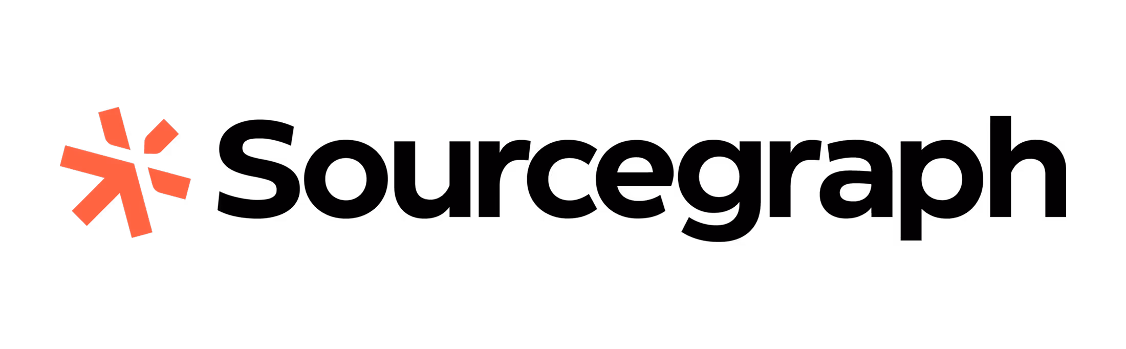 Sourcegraph logo featuring an abstract red asterisk symbol to the left of the black text 'sourcegraph'.