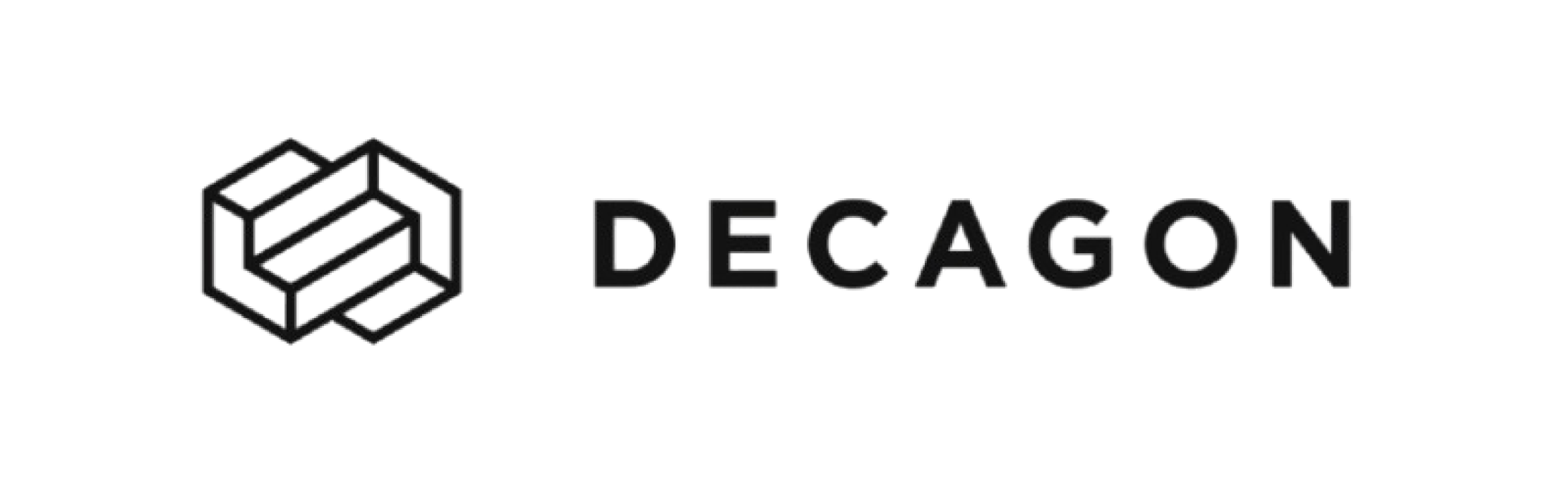 Decagon company logo with a stylized geometric 'D' icon and the text DECAGON.