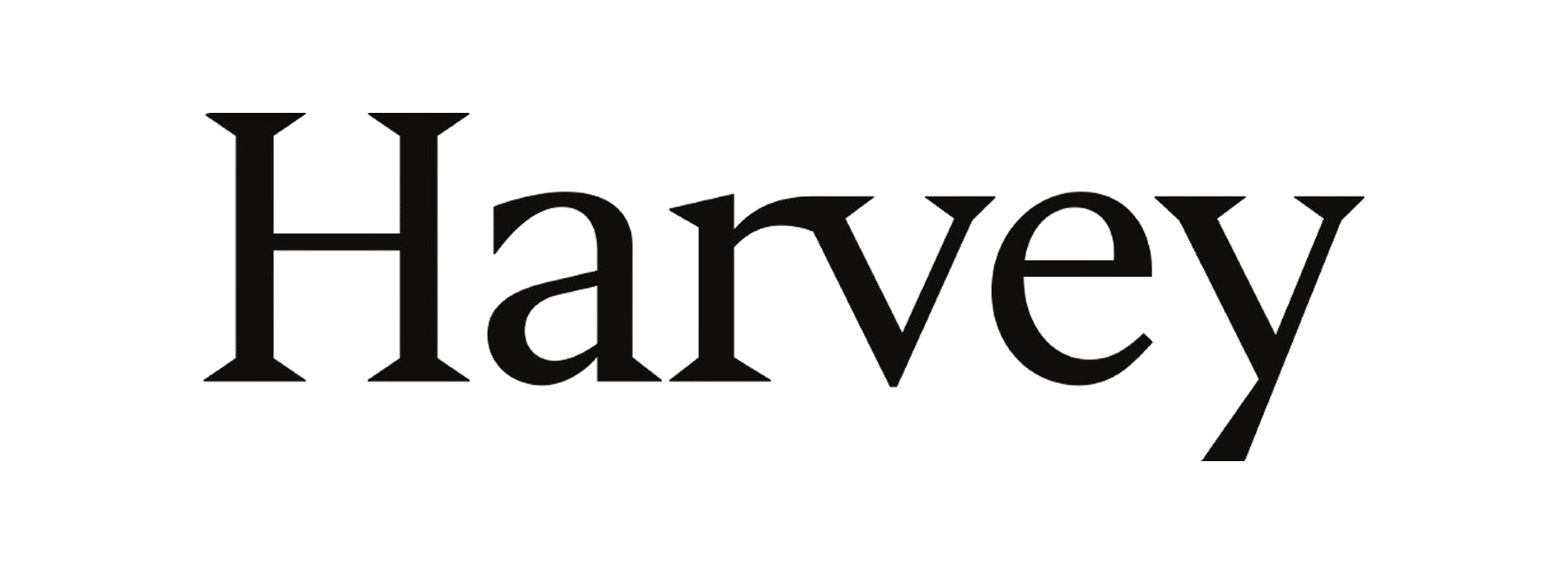 Text reading 'Harvey' in a serif font on a black background.