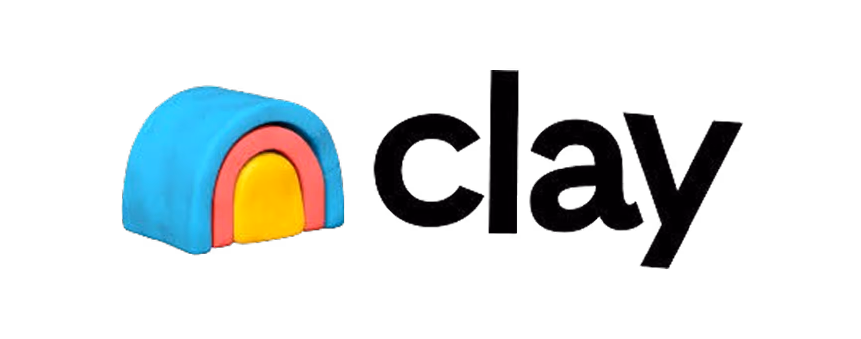 Colorful logo with a blue, pink, and yellow arch next to the word 'Clay' in black text.