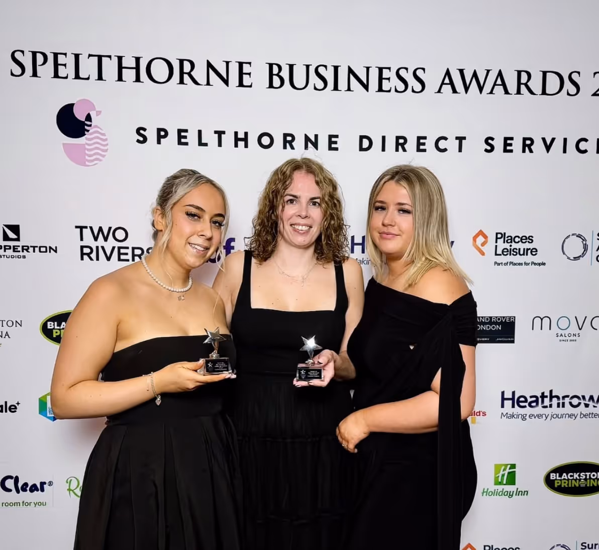The Grooming Gorgeous team with their trophies at the Spelthorne Business Awards