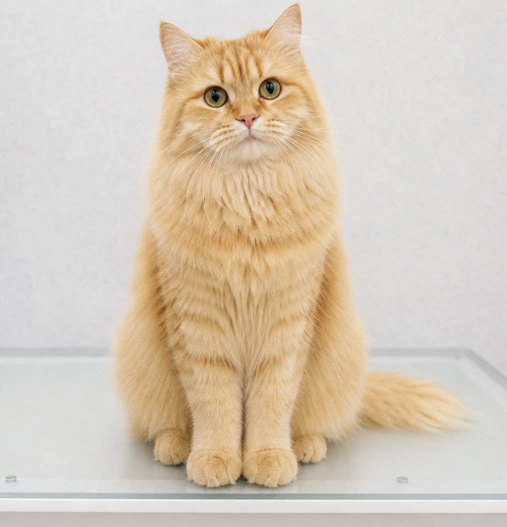 Calm cat during a low-stress grooming session