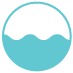 Blue circle featuring a wave illustration, symbolizing water, fluidity, and nature.
