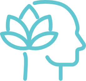 Turquoise head with lotus, symbolizing mindfulness, mental wellbeing, and inner balance.