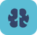 Brain icon centered on a blue background, symbolizing intelligence and cognitive function.
