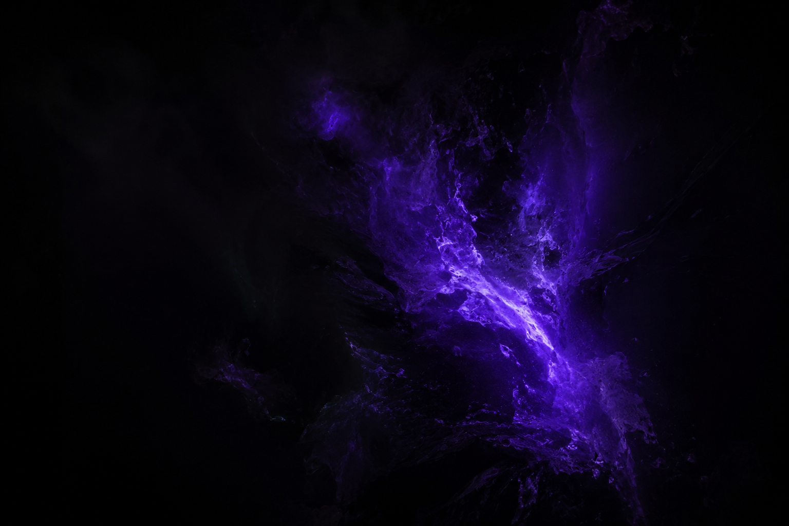 Abstract dark background with bright purple light streaks and swirling textures.
